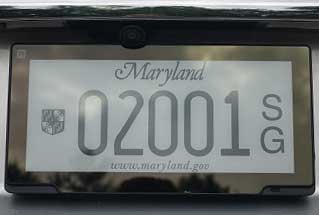 Sample electronic license plate on a state vehicle